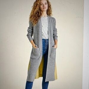 Veronica Beard Pearl Mixed Media Trench Cardigan in Grey Melange S